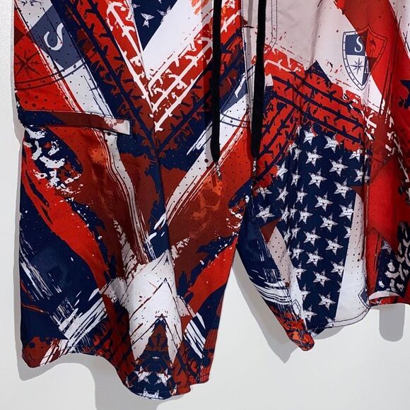 SA Co Men's Red Abstract Print Boardshorts Size 32 - Picture 2 of 16